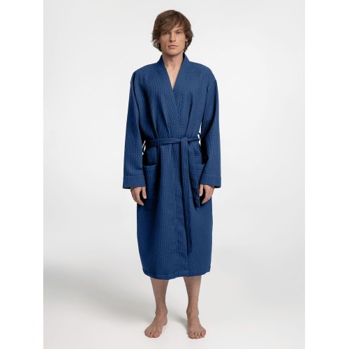 Халат вафельный Kimono, темно-синий