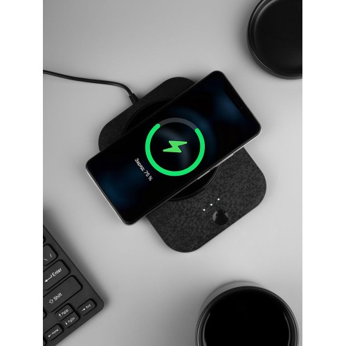 Кружка с подогревом и беспроводной зарядкой dualBase plus, черная
