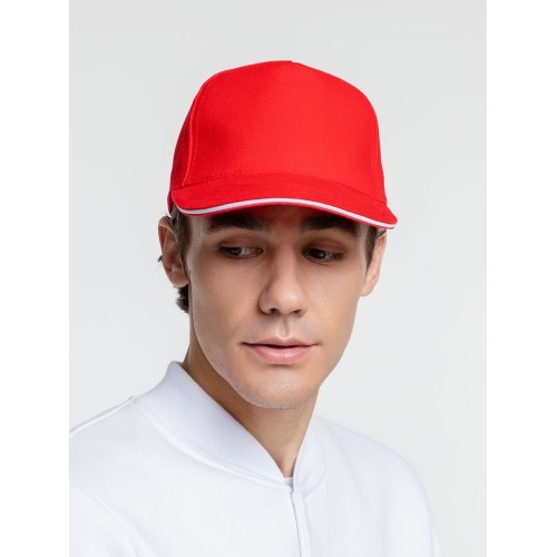 Бейсболка Classic 2.0, красная с белым кантом