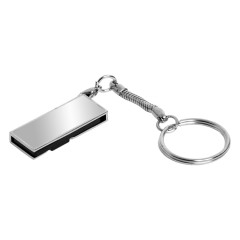 Флешка с мини чипом USB 2.0, поворотный механизм, зеркальное покрытие,, серебристый