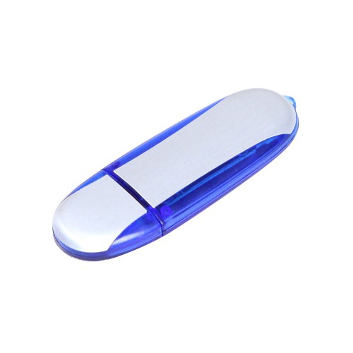 Флешка 3.0 промо овальной формы USB 3.0, , серебристый/синий
