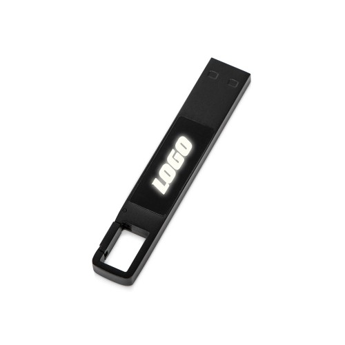 USB 2.0- флешка c подсветкой логотипа Hook LED, темно-серый, белая подсветка