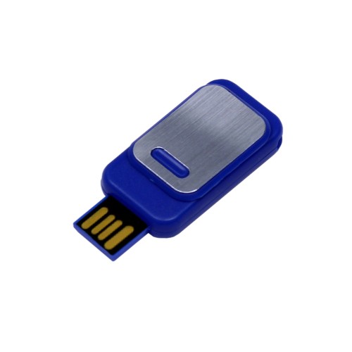 USB-флешка промо прямоугольной формы USB 2.0, выдвижной механизм, синий