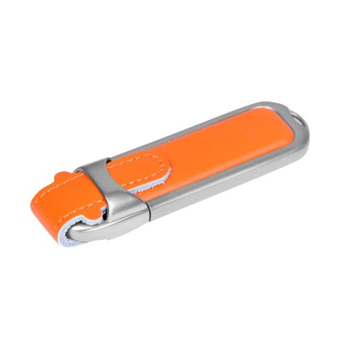 Флешка 3.0 с массивным классическим корпусом USB 3.0, , оранжевый/серебристый