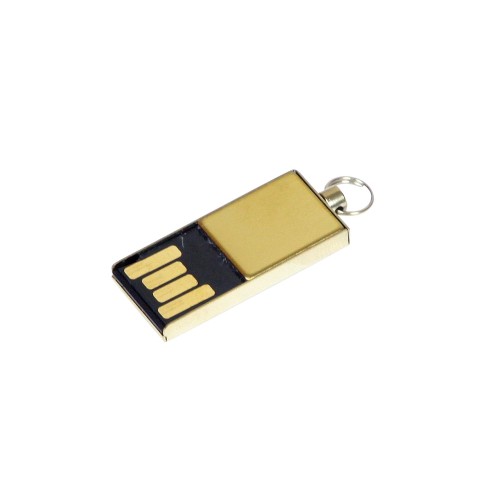 Флешка с мини чипом USB 2.0, минимальный размер корпуса,, золотой