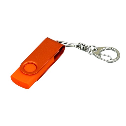 Флешка 3.0 промо поворотный механизм USB 3.0, с однотонным металлическим клипом,, оранжевый