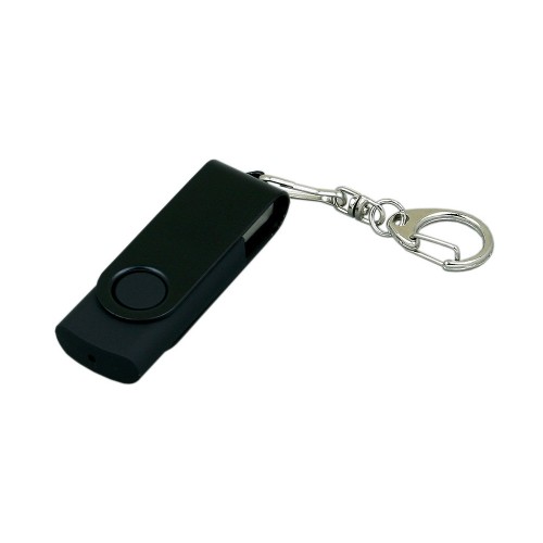 Флешка промо поворотный механизм USB 2.0, с однотонным металлическим клипом,, черный
