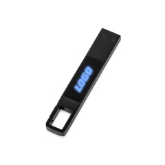 USB 2.0- флешка c подсветкой логотипа Hook LED, темно-серый, синяя подсветка