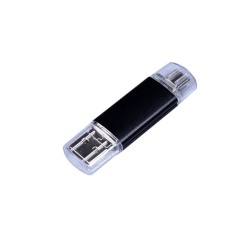USB-флешка c двумя дополнительными разъемами MicroUSB и TypeC USB 3.0, черный