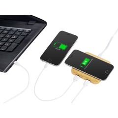 USB-хаб с беспроводной зарядкой из бамбука Plato, 5 Вт