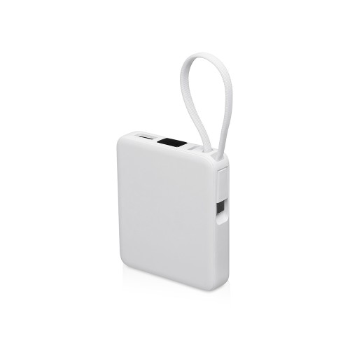 Внешний аккумулятор со встроенным кабелем USB-C Дэнси, 5000 мАч, белый