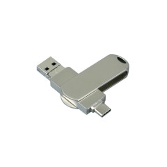 Металлическая флешка для айфона 3 в 1 (i-flash_TYPEC_3_in_1.128.S, I= USB 3.0, Металлический корпус. Без перс.)