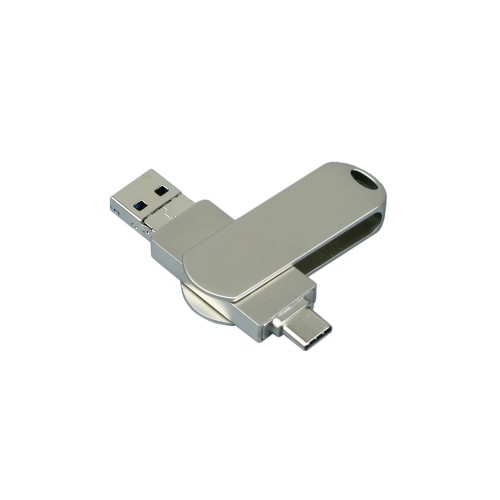 Металлическая флешка для айфона 3 в 1 (i-flash_TYPEC_3_in_1.128.S, I= USB 3.0, Металлический корпус. Без перс.)