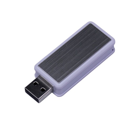 USB-флешка промо прямоугольной формы USB 2.0, выдвижной механизм, белый