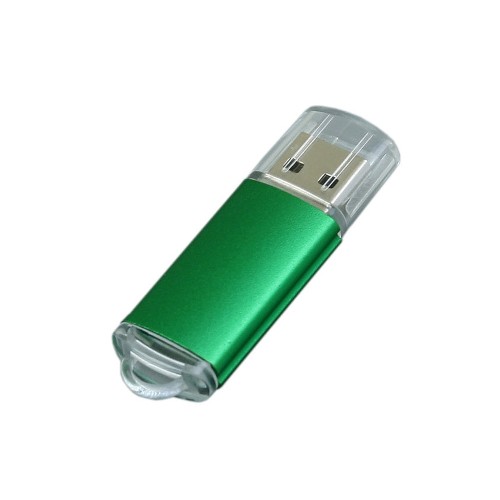 Флешка промо прямоугольной формы c прозрачным колпачком USB 2.0, , зеленый