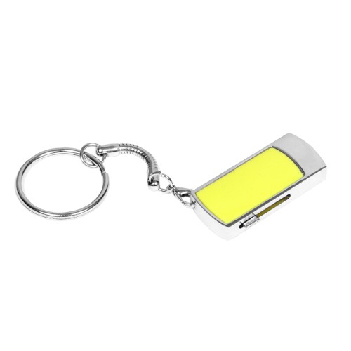 Флешка прямоугольной формы USB 2.0, выдвижной механизм с мини чипом,, желтый/серебристый