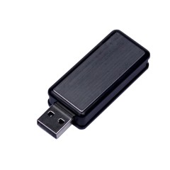 USB-флешка промо прямоугольной формы USB 2.0, выдвижной механизм, черный