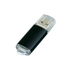 Флешка промо прямоугольной формы c прозрачным колпачком USB 2.0, , черный
