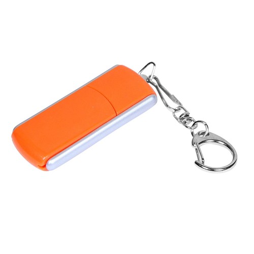 Флешка промо прямоугольной формы USB 2.0, выдвижной механизм,, оранжевый
