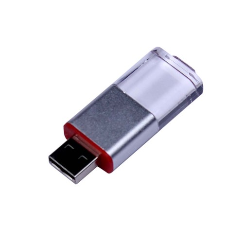USB-флешка промо прямоугольной формы USB 2.0, выдвижной механизм, красный