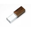 USB-флешка прямоугольной формы USB 2.0, под гравировку 3D логотипа, материал стекло, с деревянным колпачком красного цвета, синий