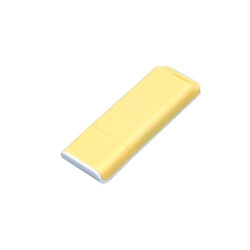 Флешка прямоугольной формы USB 2.0, оригинальный дизайн, двухцветный корпус,, желтый/белый