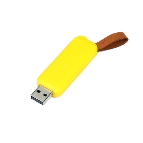 USB-флешка промо прямоугольной формы USB 3.0, выдвижной механизм, желтый