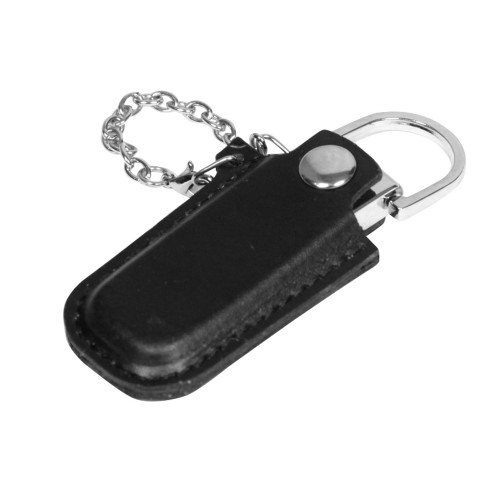 Флешка в массивном корпусе с кожаным чехлом USB 2.0, , черный