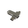 USB 3.0- флешка поворотный механизм 2 в 1, c дополнительным разъемом Type-C с одноцветным металлическим клипом, серебристый USB 3.0- флешка поворотный механизм 2 в 1, c дополнительным разъемом Type-C с одноцветным металлическим клипом, серебристый