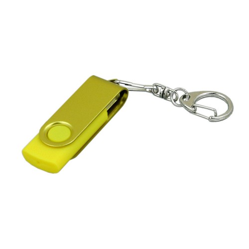 Флешка 3.0 промо поворотный механизм USB 3.0, с однотонным металлическим клипом,, желтый