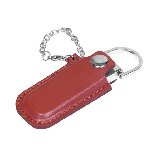 Флешка в массивном корпусе с кожаным чехлом USB 2.0, , коричневый