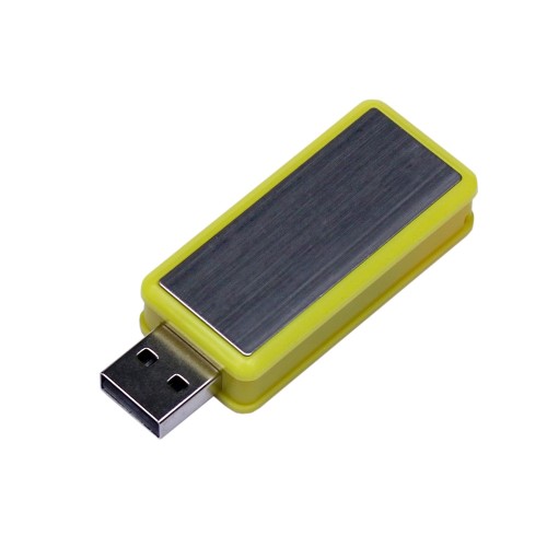 USB-флешка промо прямоугольной формы USB 3.0, выдвижной механизм, желтый