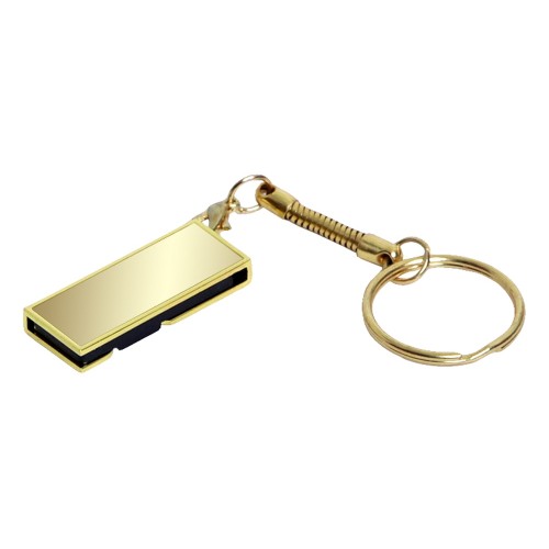 Флешка с мини чипом USB 2.0, поворотный механизм, зеркальное покрытие,, золотистый