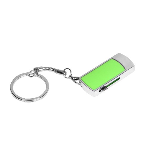 Флешка прямоугольной формы USB 2.0, выдвижной механизм с мини чипом,, зеленый/серебристый