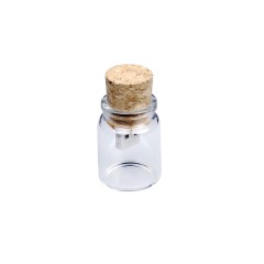 Флешнакопитель в виде пробки в бутылочке (Bottle.128.W USB 2.0, I=, Деревянный корпус, стеклянные вставки. Без перс.)