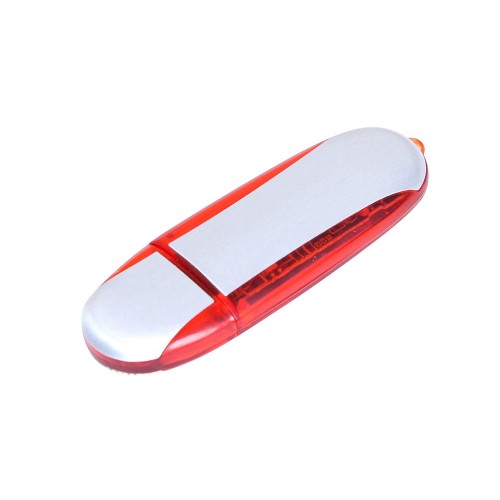 Флешка 3.0 промо овальной формы USB 3.0, , серебристый/красный