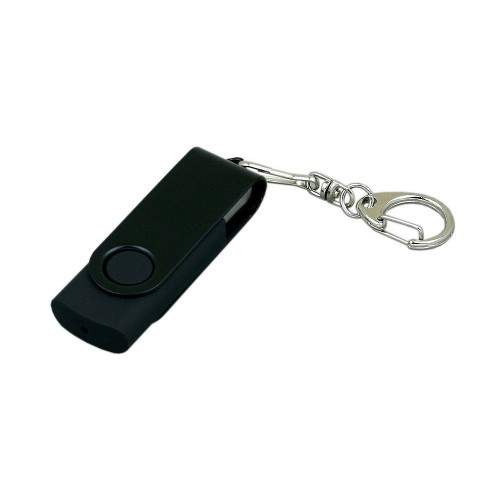Флешка 3.0 промо поворотный механизм USB 3.0, с однотонным металлическим клипом,, черный
