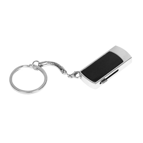 Флешка прямоугольной формы USB 2.0, выдвижной механизм с мини чипом,, черный/серебристый