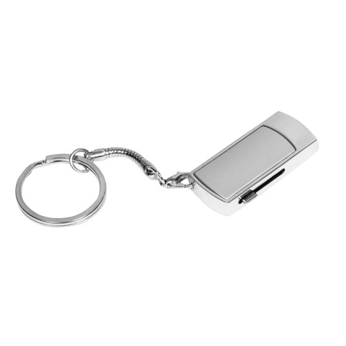 Флешка прямоугольной формы USB 2.0, выдвижной механизм с мини чипом,, серебристый