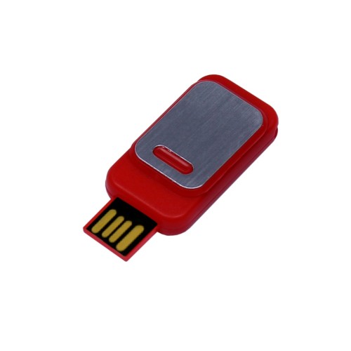 USB-флешка промо прямоугольной формы USB 2.0, выдвижной механизм, красный