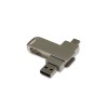USB 2.0- флешка поворотный механизм 2 в 1, c дополнительным разъемом Type-C с одноцветным металлическим клипом, серый USB 2.0- флешка поворотный механизм 2 в 1, c дополнительным разъемом Type-C с одноцветным металлическим клипом, серый