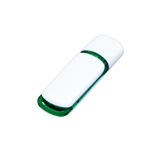 Флешка 3.0 промо прямоугольной классической формы с цветными вставками USB 3.0, , белый/зеленый