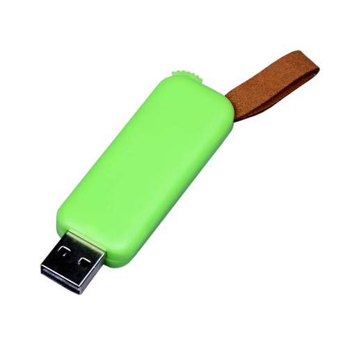 USB-флешка промо прямоугольной формы USB 3.0, выдвижной механизм, зеленый