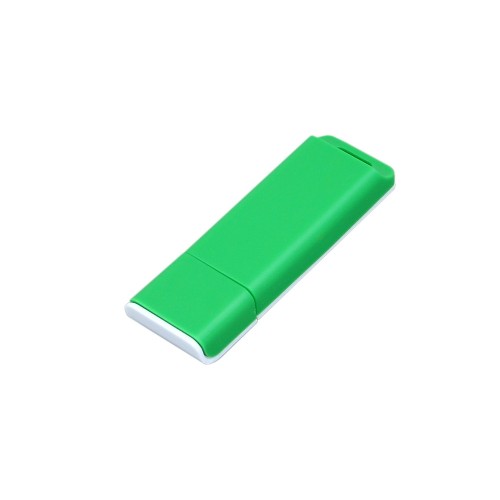 Флешка прямоугольной формы USB 2.0, оригинальный дизайн, двухцветный корпус,, зеленый/белый