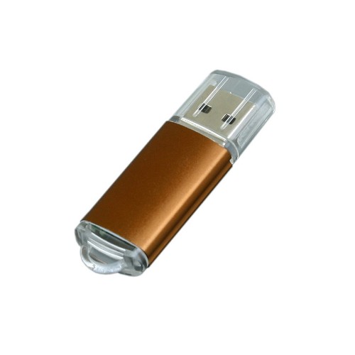 Флешка промо прямоугольной формы c прозрачным колпачком USB 2.0, , коричневый