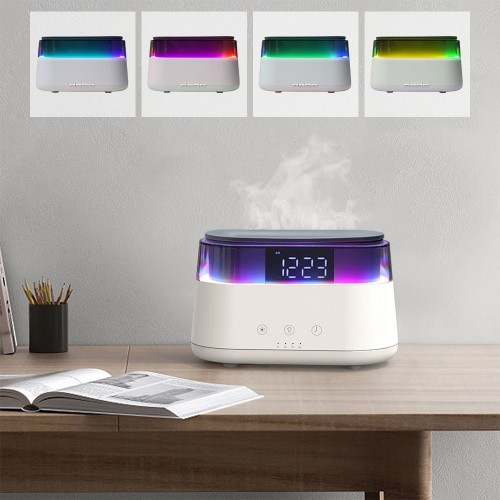 Светодиодный USB увлажнитель-ароматизатор Brava с часами с RGB подсветкой