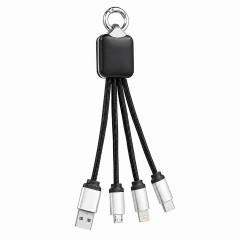 Кабель - брелок Plug с подсветкой гравировки, черный