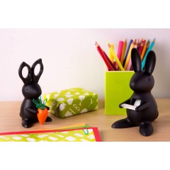 Ножницы и магнит со скрепками Bunny, чёрные