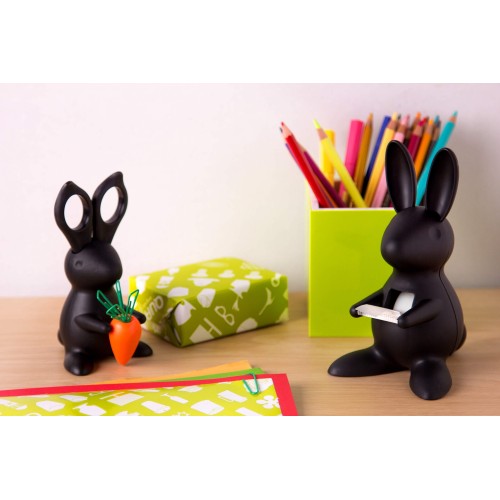 Ножницы и магнит со скрепками Bunny, чёрные