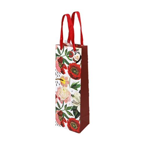 ПАКЕТ ПОДАРОЧНЫЙ ПОД БУТЫЛКУ PREMIUM quot;FLORA.ПИОНЫquot;, 12.3 x 36 x 9 см, многоцветный, BV2-856